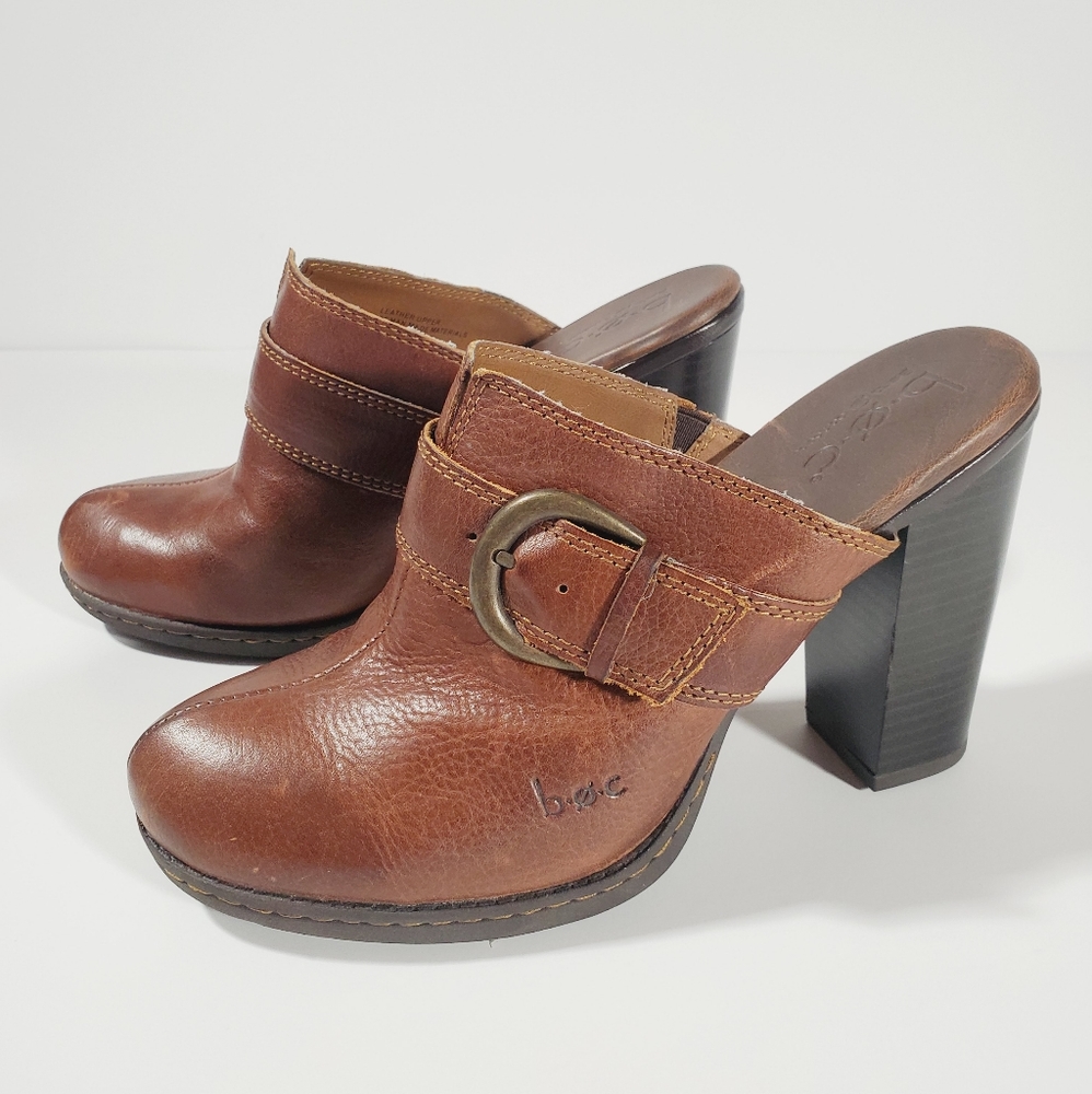 BOC Born Heeled Leather Slip on Mules sz 7